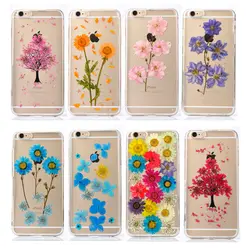Для iphone 5S чехол тонкий нажатии сухих цветов мягкий чехол для Apple iPhone SE настоящий цветок чехол люкс coque Fundas Капа