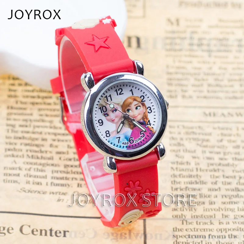 JOYROX Высокое качество принцесса Эльза детские спортивные часы горячий резиновый ремешок девушки кварцевые наручные часы для детей мультфильм часы