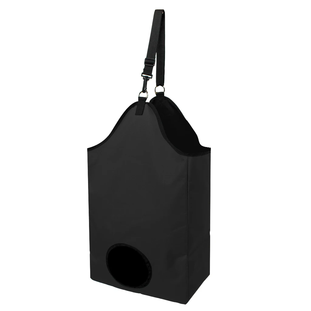 Складная сумка для медленного приема пищи лошадь Оксфорд сена сумка с подвесным d-кольцом и регулируемым ремешком - Цвет: Black