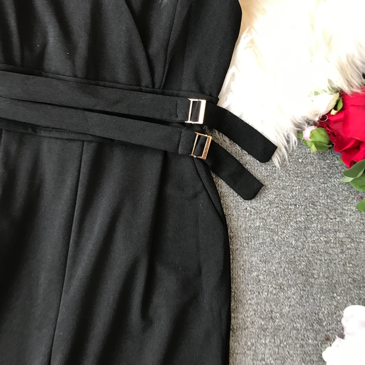 Sleeveless V-neck High Waist Sashes Wide Leg Jumpsuit