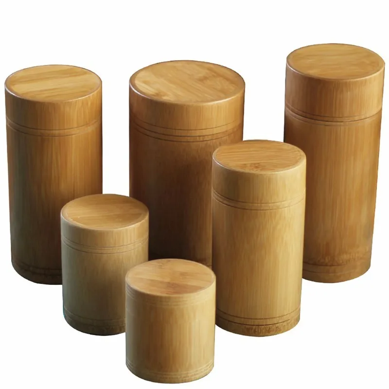 

Handmade Tea Box Bamboo Storage Box Tea Canister Lid Seal Kitchen Storage Jars Accessories Spice Box Case Organizer Wholesale