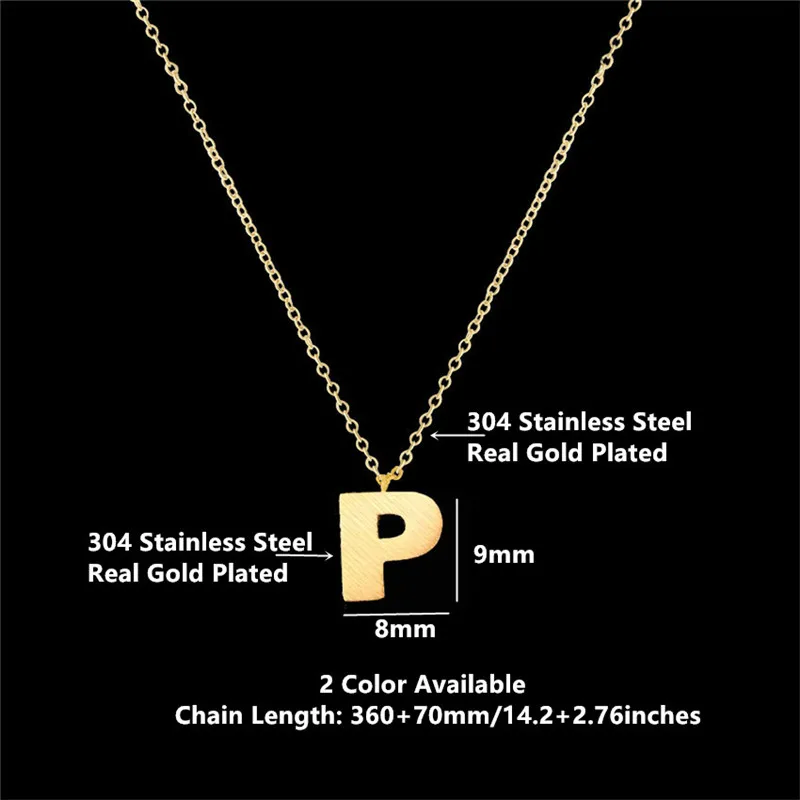 Online 2018 Fashion Emas Warna Capital Letters P Liontin Kalung Wanita Pria Perhiasan Stainless Steel Rantai Aksesoris Colares