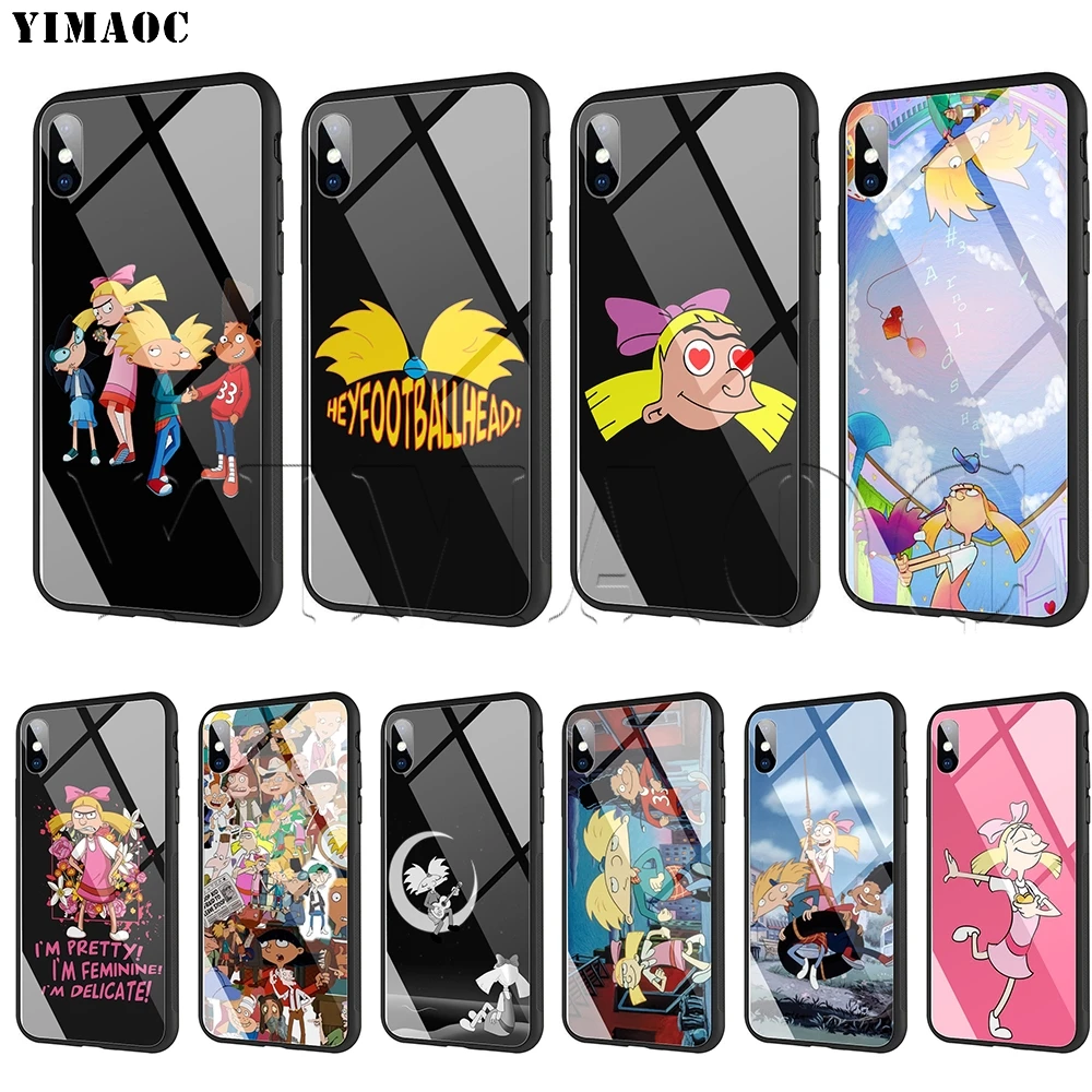 

YIMAOC Hey Arnold Tempered Glass Case for iPhone 11 Pro XS MAX XR X 8 7 6 6S Plus