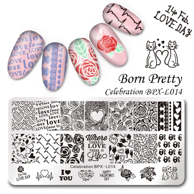 BORN PRETTY ногтей штамповки пластины празднование год День Святого Валентина панда хипстер дизайн маникюр Дизайн ногтей шаблон изображения - Цвет: BPX L014