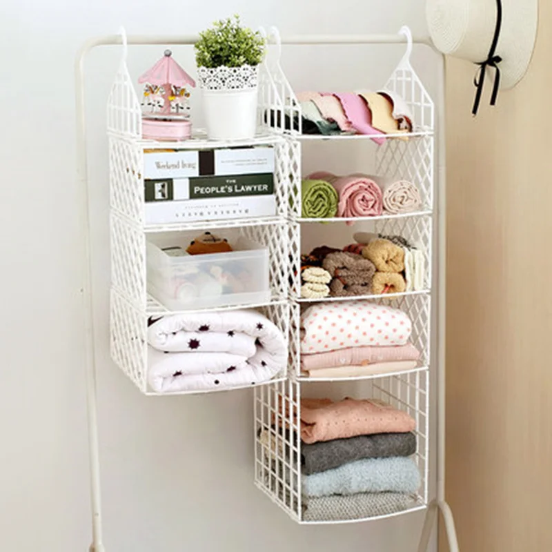 White Collapsible Closet Storage Shelf Rack With Hooks Bag Coat White Collapsible Closet Storage Shelf Rack With Hooks Bag Coat Clothes Hat Holder Organizer For Home Decoration In Holders Racks From