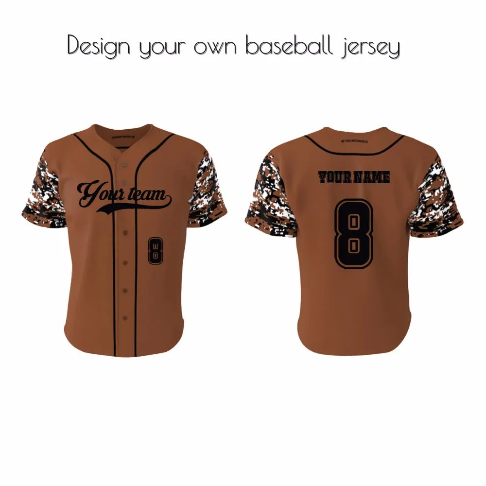 Stylish sublimated camo baseball jersey custom dye sublimation baseball