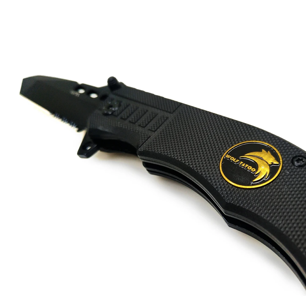 WTT 229 Tactical Folding Knife Survival Combat Hunting Pocket Knives Camping EDC Multi Tools Half Serrated Blade G10 Handle