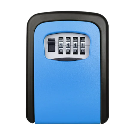 Настенное крепление для хранения ключей безопасности замок на 4 цифры по ценам от производителя безопасности секретный код коробка прочные цветные органайзер Алюминий сплава для ключей дома - Цвет: Blue