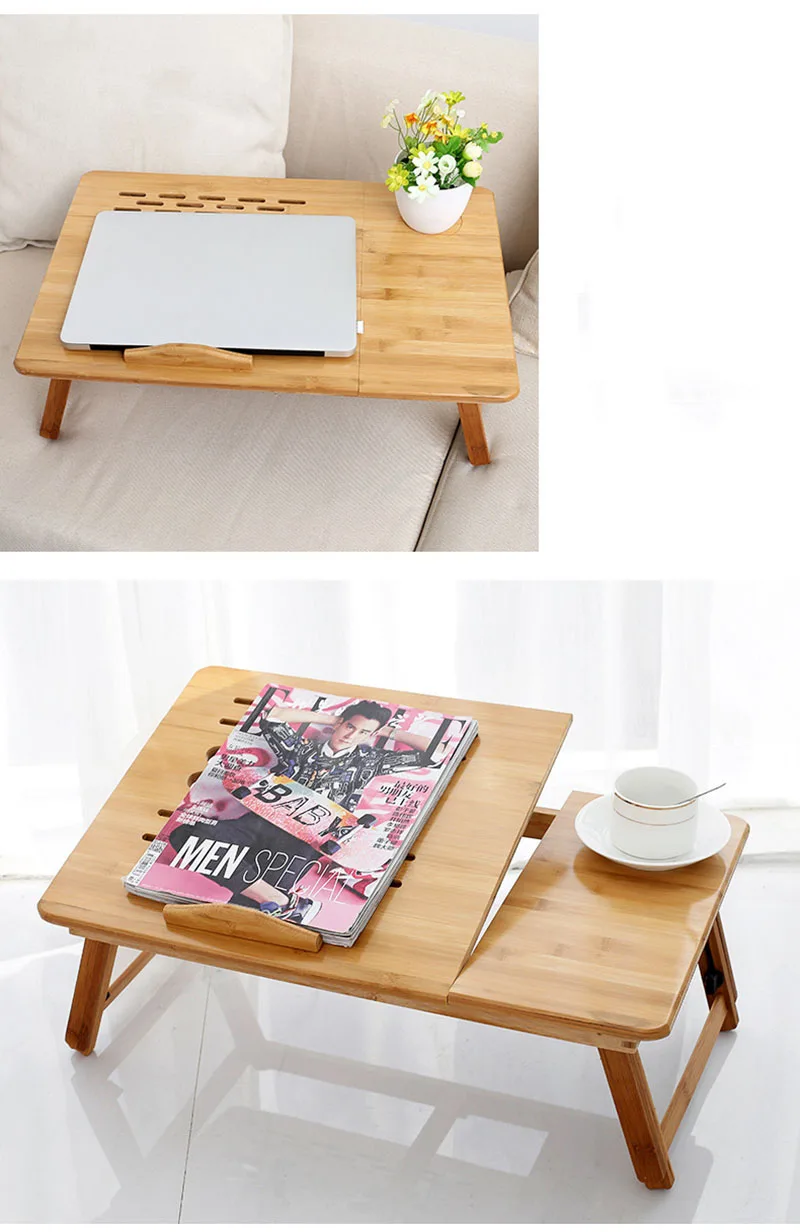 Складной Портативный Бамбуковый стол для ноутбука Регулируемая подставка для ноутбука стол на кровать Lifing кровать лоток для учебы стол с