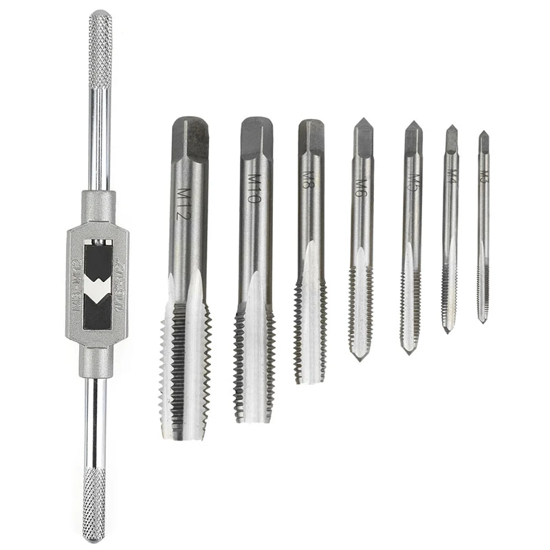 8Pcs/set Metal Screw Holder Tap Die Set M3-M12 Processing Wrench Hand for Process Internal Threads Drill Bit F055 | Инструменты