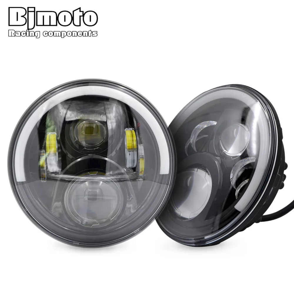 Pair H4 H13 Harness 7 60W LED High Low Beam Headlights Projector Daymaker 6500k Headlamp For