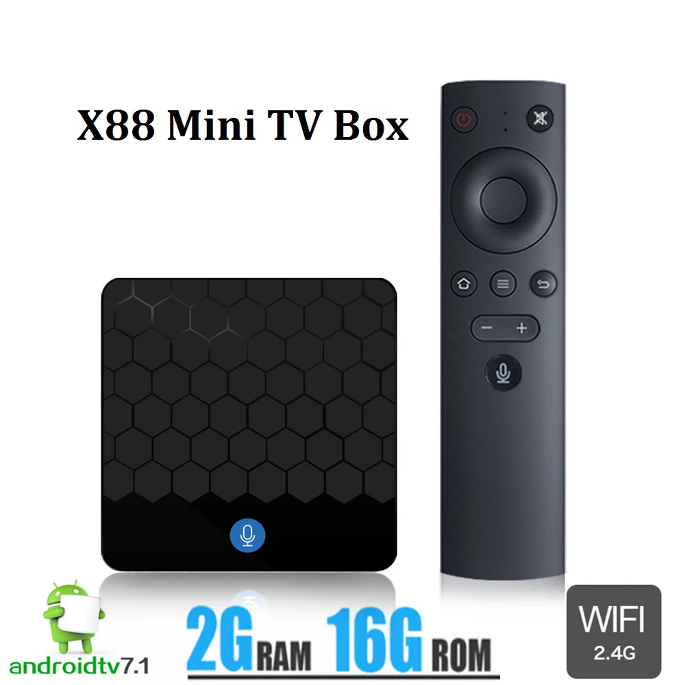 

X88 Mini Tv Box RK3328 Android 7.1 Smart Voice Control Google 2G 16G Rockchip WiFi 2.4G 4K USB 2.0 Media Player Set Top Boxes