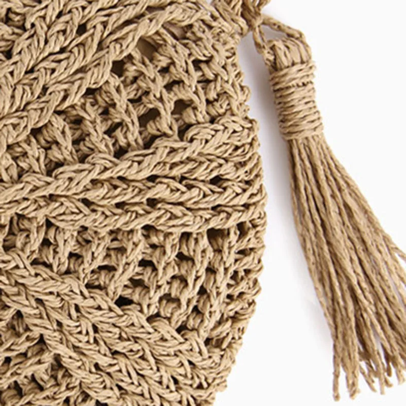 Women Straw Bags Bohemian Rattan Female Beach Handbag Circle Lady Weave Messenger Bag Handmade Round Kintted Crossbody SS0397 (4)