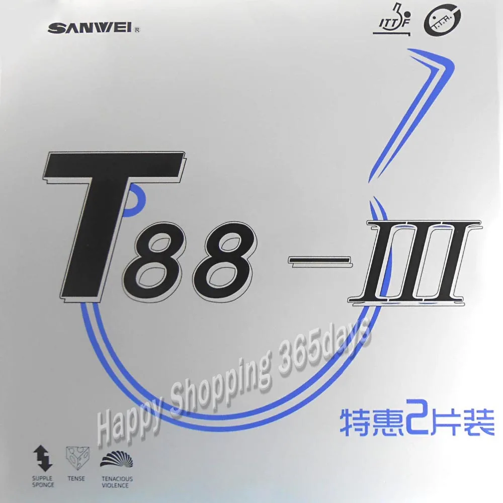 2 шт. SANWEI T88 III(T88-3) резиновый стол для настольного тенниса(наполовину липкий, петля) с губкой прыщи в пинг-понг резиновый