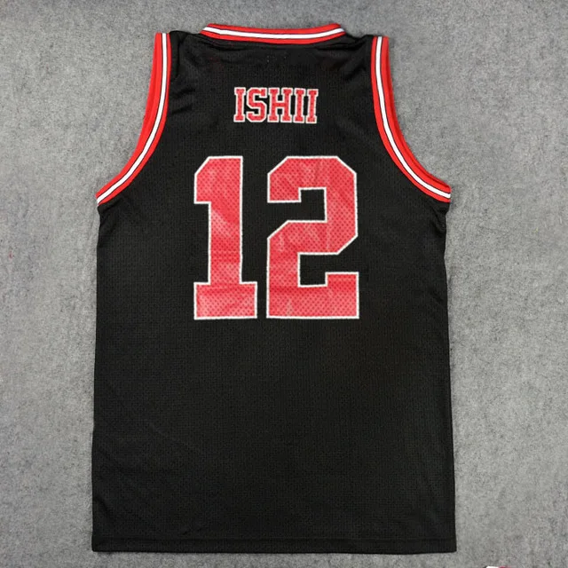 Костюм для косплея SLAM DUNK Shohoku школьный баскетбол команда 1-15 Sakuragi Hanamichi черная футболка Джерси Спортивная униформа - Цвет: No. 12 Ishii