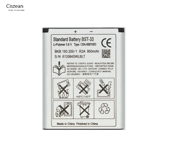 Ciszean 1x BST-33 запасная часть телефона Батарея для K530 K790 K790i K790C K800 K800i K810i K818C W595C T700 C702