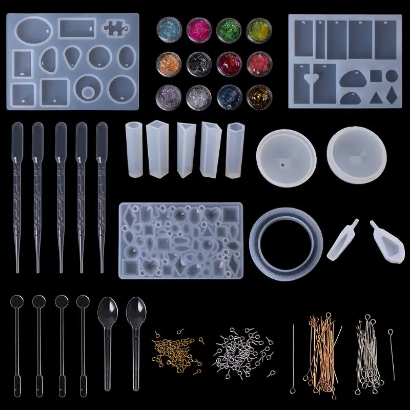 1 комплект силиконовой формы ювелирные изделия эпоксидная форма набор инструментов для DIY мастерство кулон вспышка блестки украшения