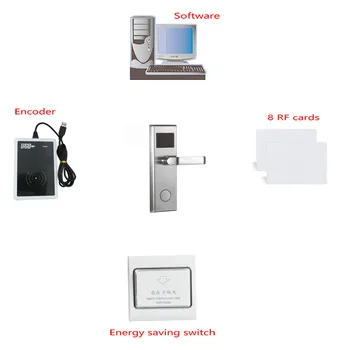 

Digital RFID Card Hotel Key Card Door Lock System ( 1pc Lock and 1pc Encoder and 8pcs Cards and 1pc Switch )