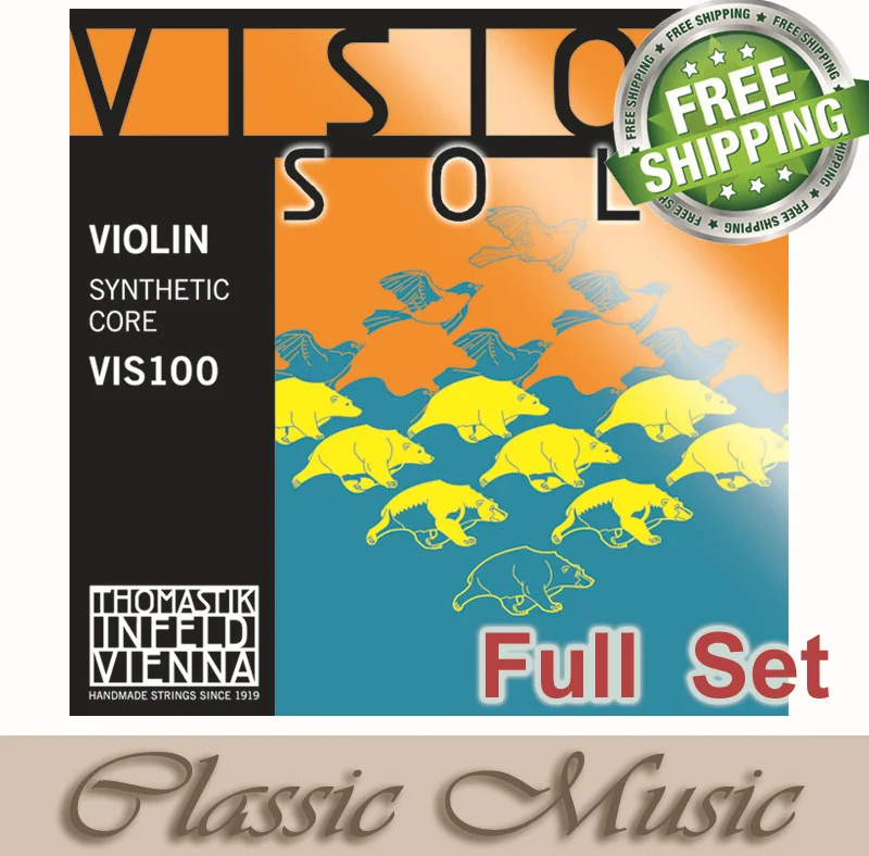 

Thomastik Vision Solo Violin Strings(VIS100) - Set Aluminum D ,Freeshipping!Full set (G,D,A,E) ,4/4 Medium. Made in Austria.