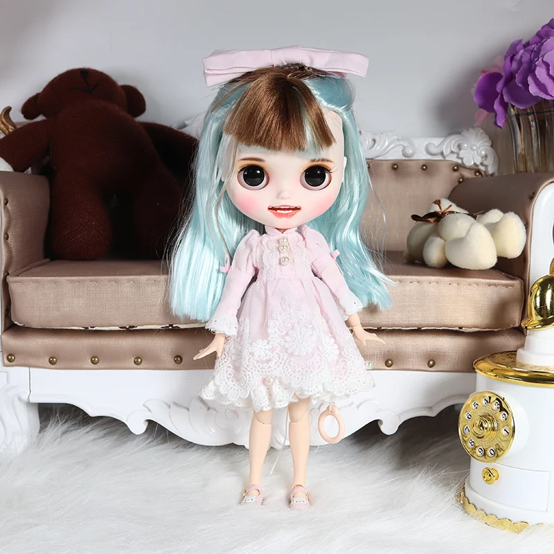 Mary - Premium Custom Neo Blythe Doll with Multi-Color Hair, White Skin & Matte Smiling Face 2