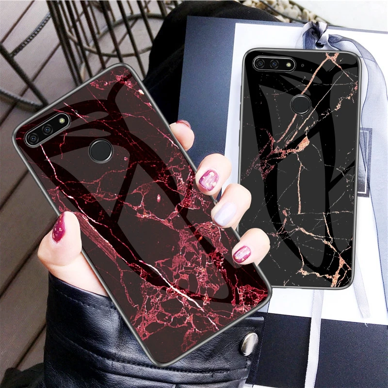 

Marble Glass Case For Hawei Honor 7A 7C 8A 8C 8X 8S 9i 10 20 Y5 Y6 Y7 Y9 2019 Nova 3 3i 4 5 Phone Cases Cover Protective Coque