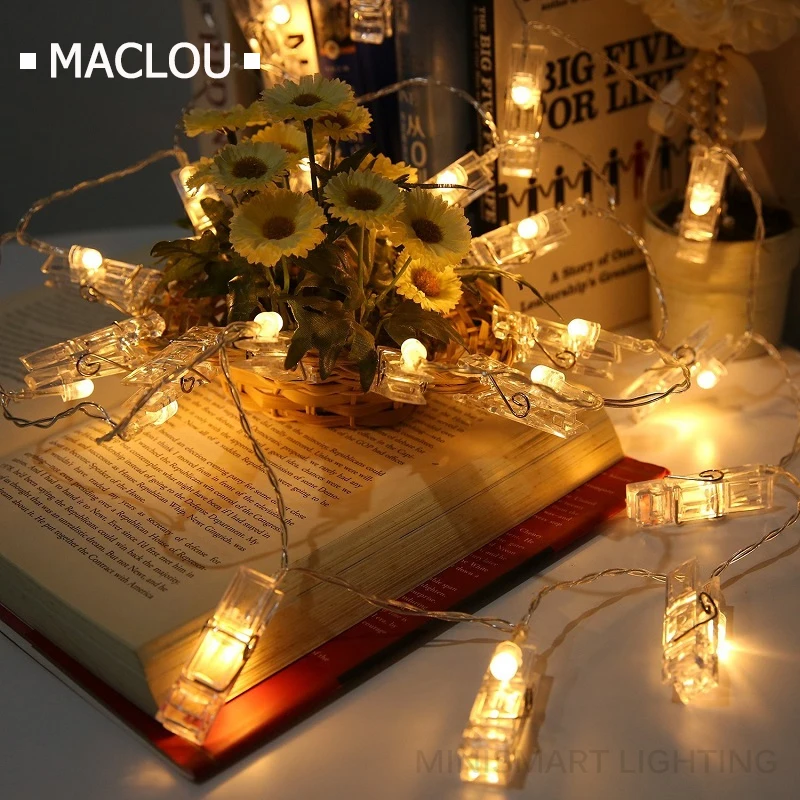 

5M Battery 20LEDs String Lighting Garland Card Photo Wall Clip LED Strips Battery Christmas Lamp LED Party Lights Christmas