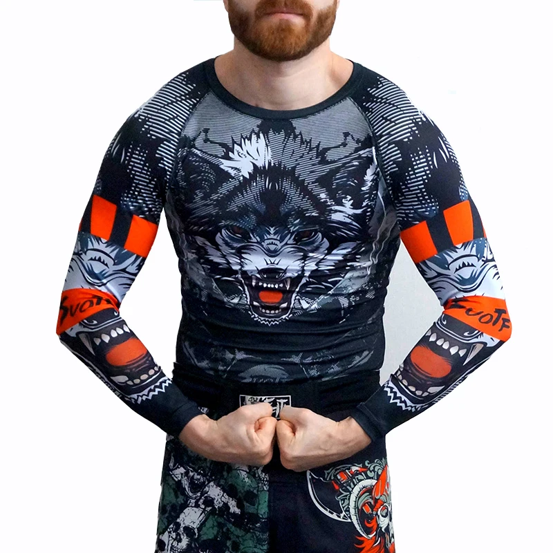

Wolf Wolf Totem Running Fitness Jersey Mma Free Fighting Wear Tights Ufc Fighting Muay Thai Pants Boxing Training Clothing Set