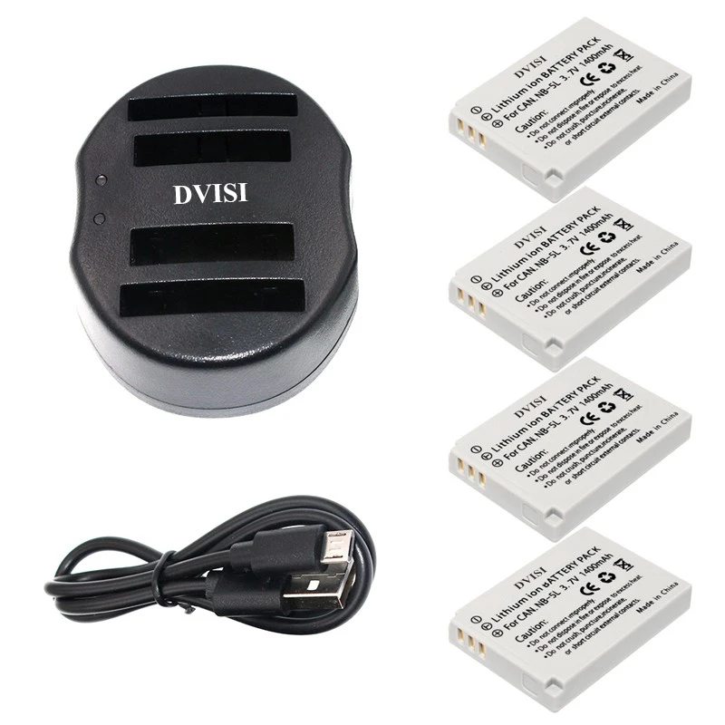 4pcs 1.4ah Nb5l Nb 5l Camera Battery With Usb Dual Charger Fit For