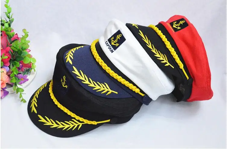 

5x Adult Yacht Boat Captain Ship Sailor Navy Cap Costume Party Cosply cap Sea Boating Nautical Fancy Dress Hat Drop shipping