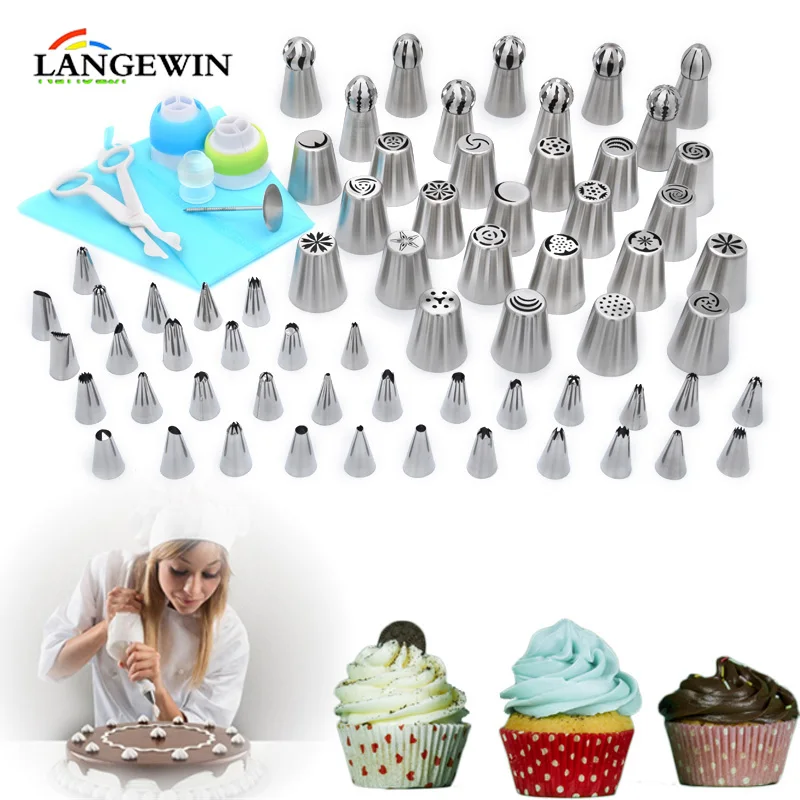 

Home Cake Confectionery Pastry Tools Sets Russian Russian piping tips Torch Icing piping nozzles Small Tips With Bag And Adaptor