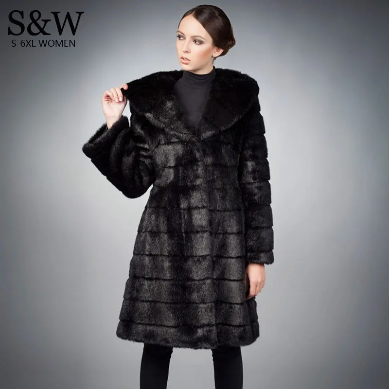 Faux Fur Long Coat With Hood - JacketIn