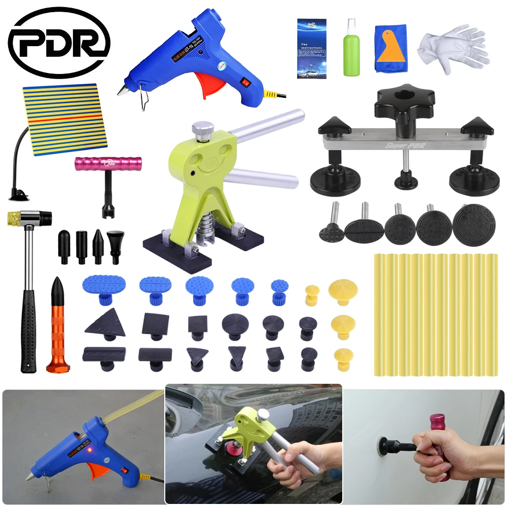 

PDR Line Board Bridge Lifter Kite Dent Puller Set for Car Body Repair Removal Tool Hot Melt Glue Gun Rubber Shovel