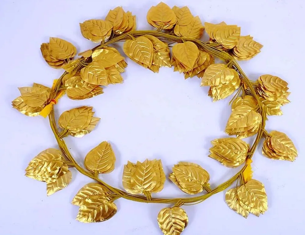 24pcs 7.8 feet Wired Ivy Gold Leaf Garland Silk Artificial Vine For