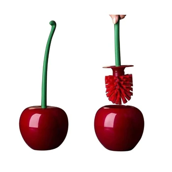 

Creative Red Cherry Shaped Stand Brush For Toilet Bathroom Lavatory WC Black Toilet Brush Holder Set Lovely Cleaning Kit