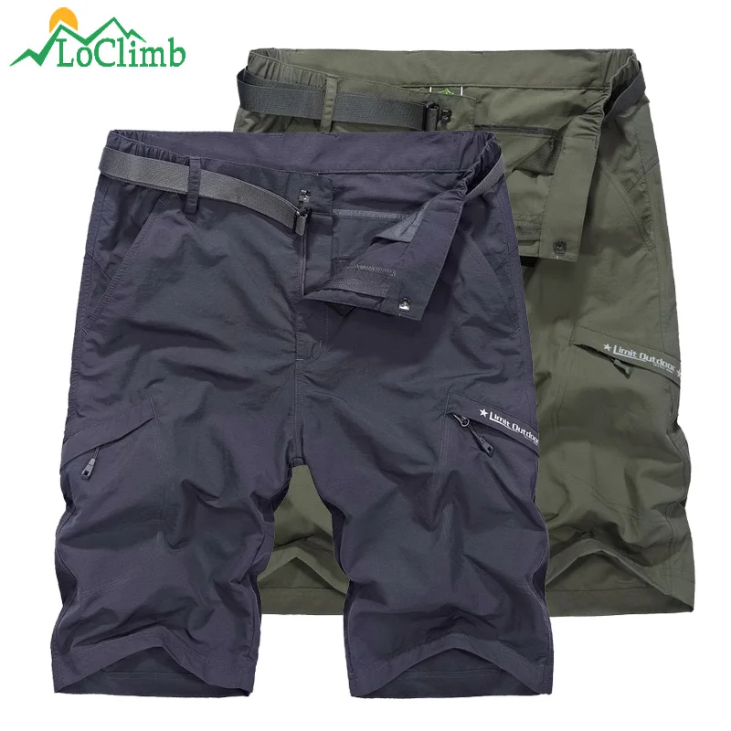 LoClimb المشي في الهواء الطلق السراويل للرجال التخييم/تسلق/الرحلات الكاكي سريعة الجافة السراويل شورت رياضي رجالي الصيد AM385