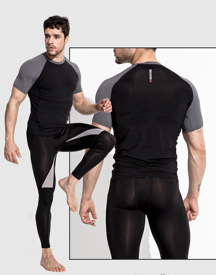 Desmiit Спортивная футболка для упражнений для мужчин быстросохнущая облегающая Беговая велосипедная Футболка с рукавами реглан, тренировочная фуфайка