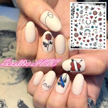 Серия CA в стиле «панк», с принтом в виде сердца для детей звезда птицы CA-474 стикеры 3D на ногти nail Art Наклейки Шаблон ногти "сделай сам", инструмент Аксессуары