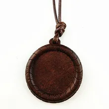 Jiangzimei 5 шт./партия темно-коричневый цвет, окраска под дерево ожерелье с кабошоном 25 мм pandent рамка с восковой веревкой для изготовления ожерелья