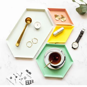 

Cutelife 1 Set of Four Plastic kitchen Storage Tray Nordic Polygon Desktop Combination Dish Rectangular Jewelry Plate Set Decor