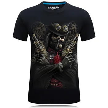 

New Summer Style 2D Skull Mens Chain Casual Brand T Tee Shirt Homme Masculina Wear t-shirt