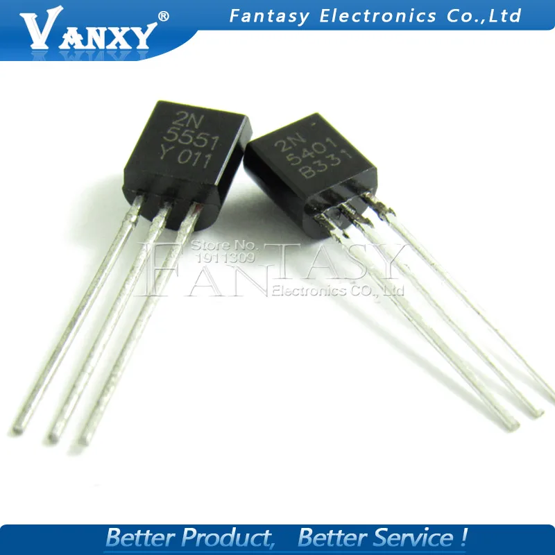 

100PCS 2N5551 2N5401 5551 5401 TO-92 (50PCS* 2N5401+50PCS* 2N5551 ) TO92 Bipolar Transistors - BJT PNP Gen Pr Amp