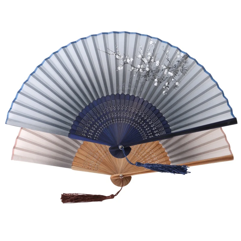 Chinese Japanese Handmade Bamboo Silk Hand Fan Folding Pocket Wedding Party Gift 