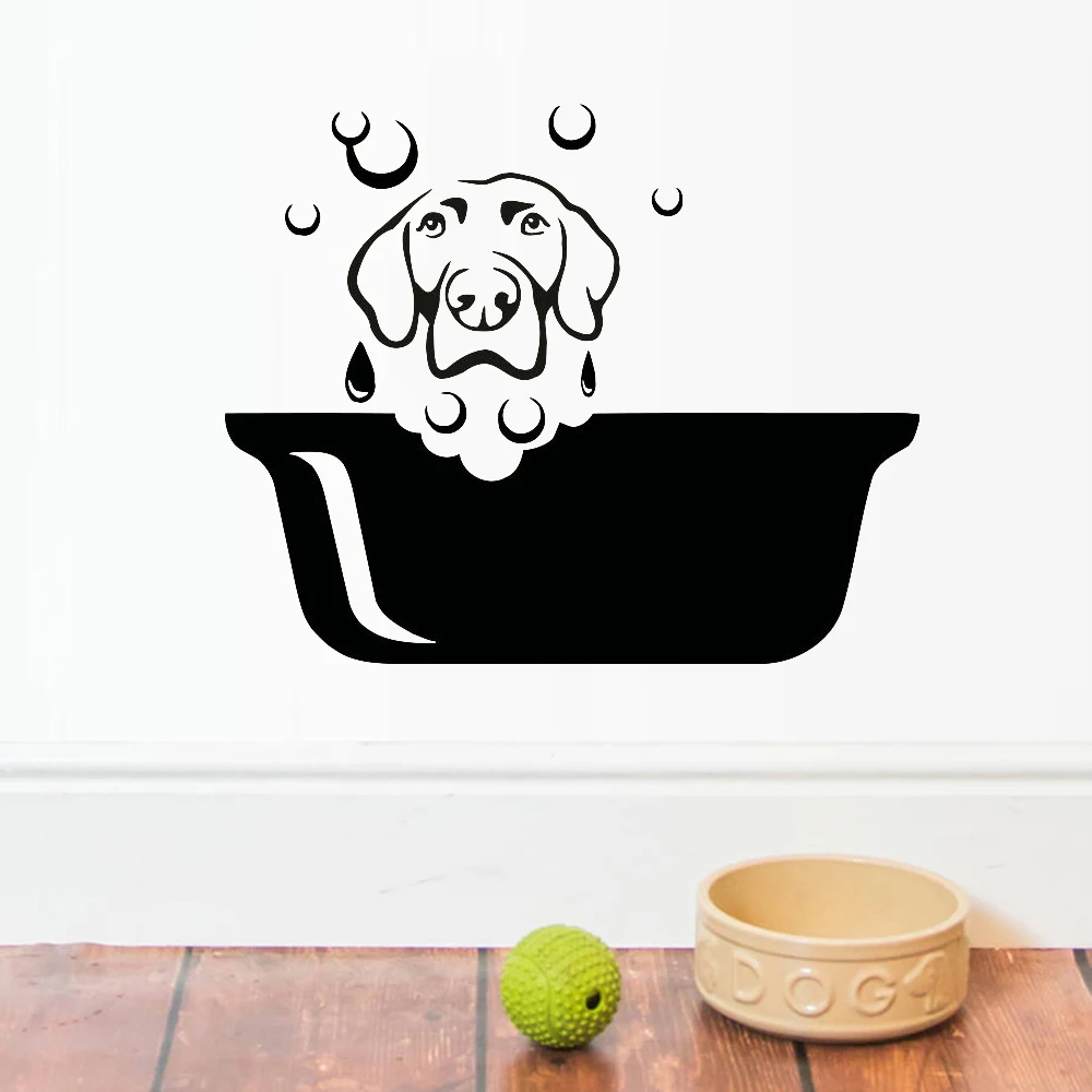Dog Vinyl Wall Art Stickers Pets Grooming Salon Waterproof Bathroom