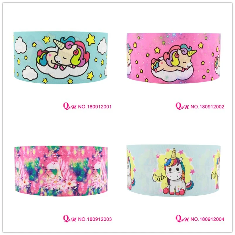 

10 yards lot 22mm 38mm 75mm 180912001 unicorn design printed grosgrain ribbon for hairbow