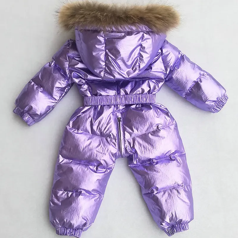 -30 degrees Russian Winter Boys Girls 1-3Y Winter Overalls Baby Rompers Duck Down Jumpsuit Real Fur Collar Children Outerwear (10)