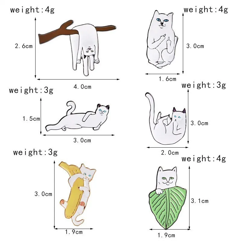 Мультяшная булавка в форме кошки рюкзак средний палец кошка серия забавный кот эмаль шпильки твердая эмаль нагрудные значки Броши шапки аксессуары