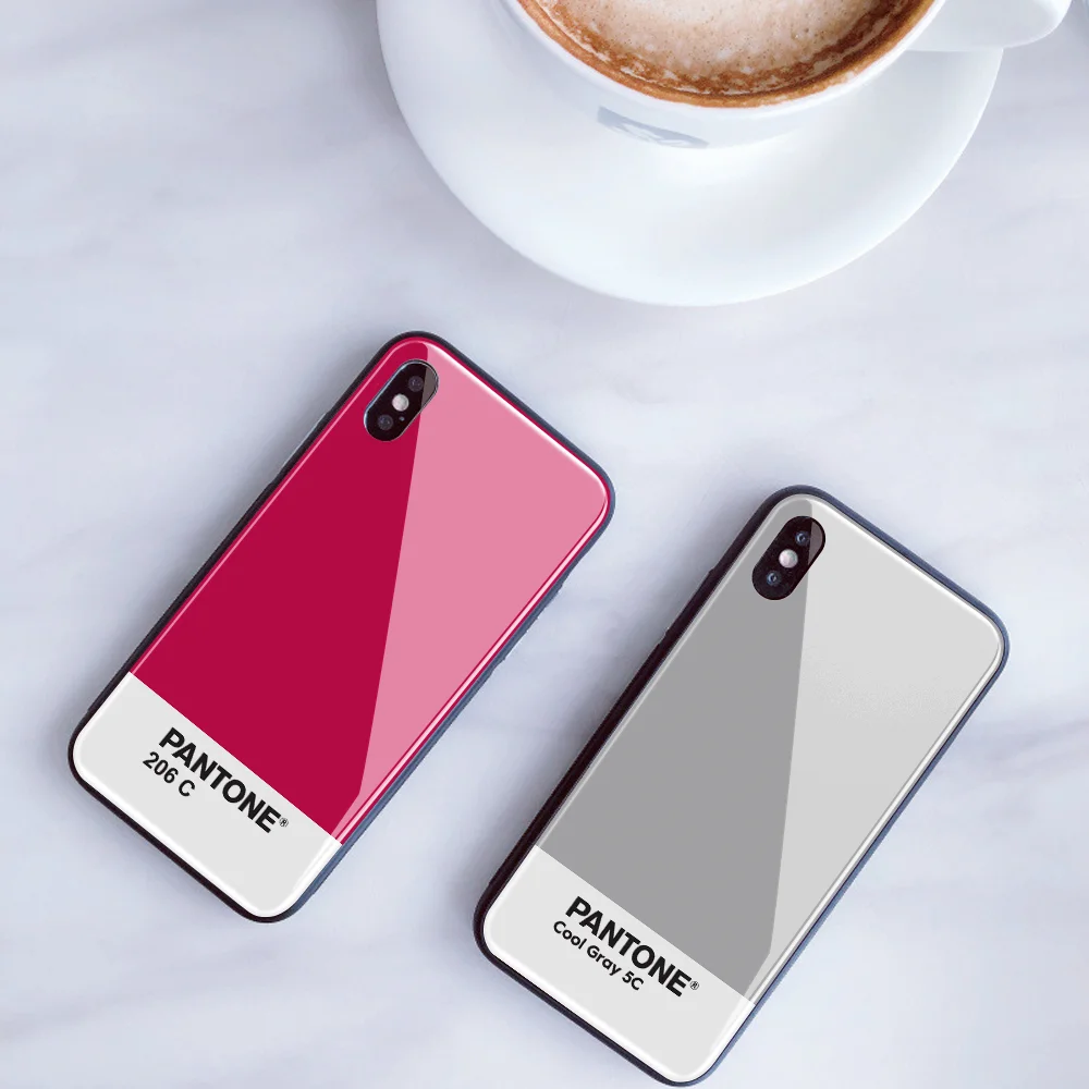 DIY Pantone чехол из закаленного стекла для телефона для iPhone 8 7X6 6S Plus заказной чехол для телефона для iPhone 11 Pro XS MAX XR 5 5S SE