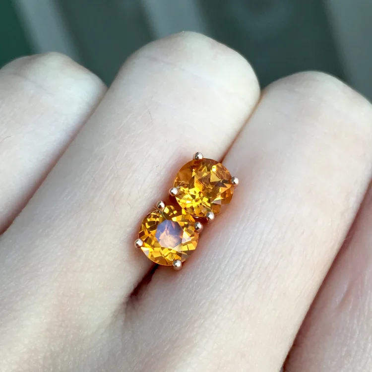 

[MeiBaPJ]Natural Brazil Citrine Gemstone Simple Stud Earrings Real 925 Silver Ear Studs Fine Charm Jewelry for Women