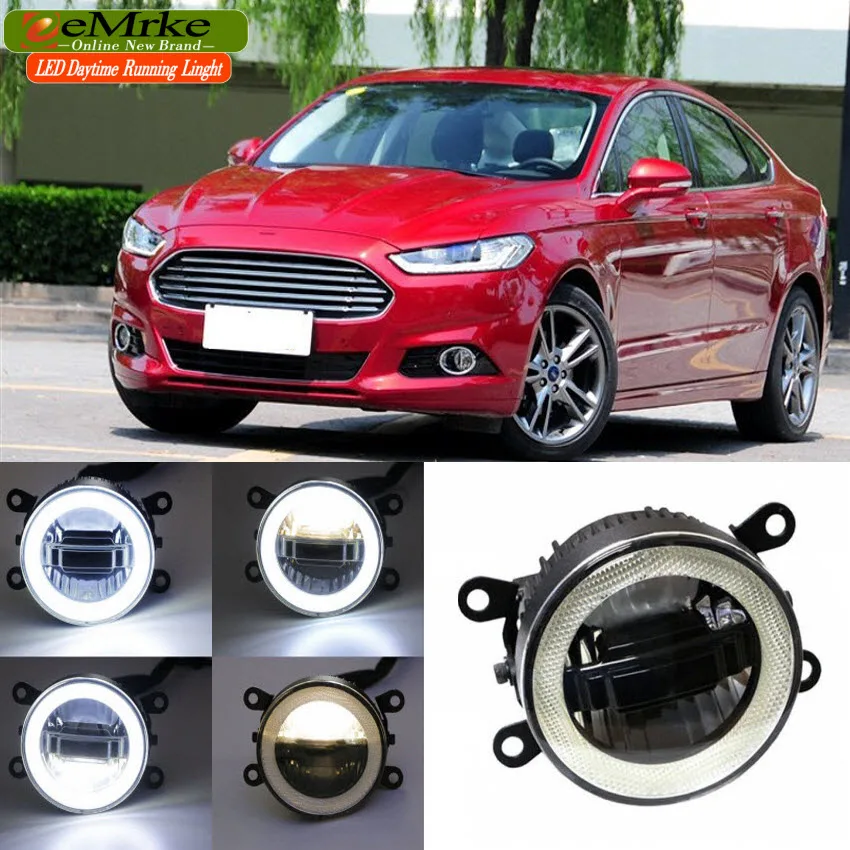 eeMrke For Ford Mondeo MK4 2013 2016 3 in 1 LED DRL Angel Eye Fog Lamp