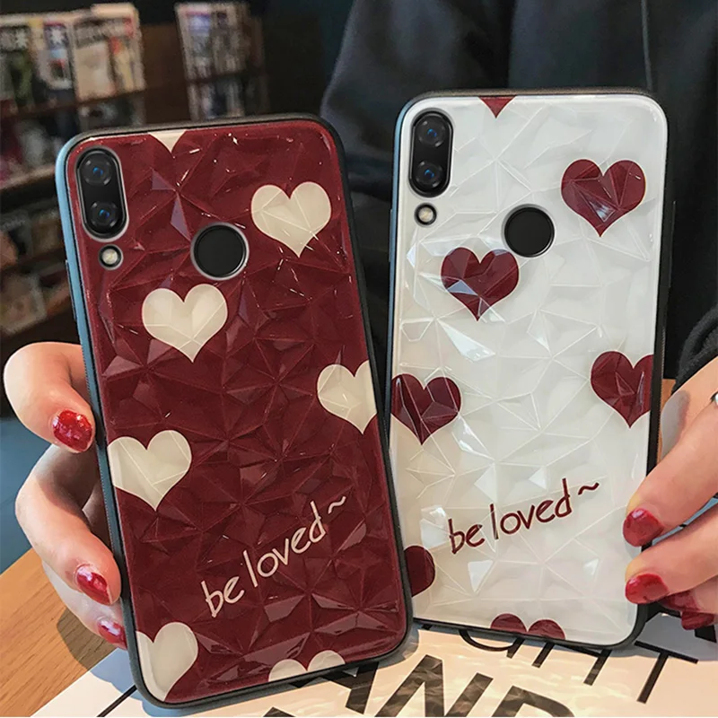 Tfshining Diamond Glass Cute Phone Case For Huawei P20 Lite Pro Mate 20 Honor 8X Nova 3 3i 4 Geometric Hard Cover |